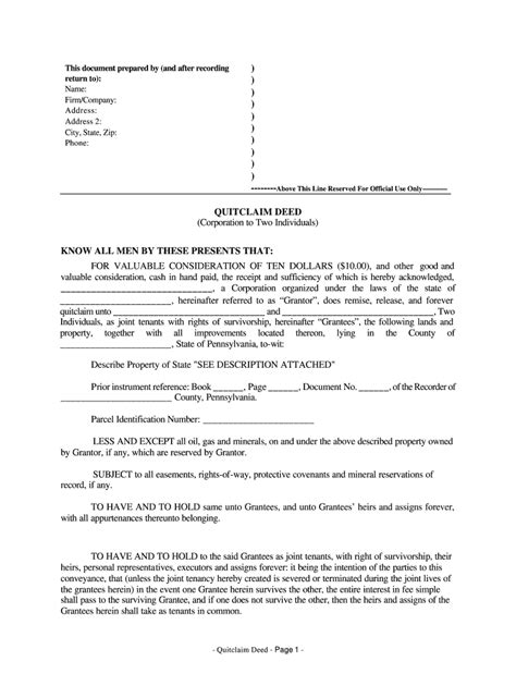 Example Of A Quit Claim Deed Completed Form Fill Out And Sign Vrogue