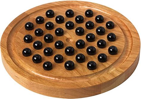 Itos365 Wooden Handmade Games Solitaire Board With Glass Marbles