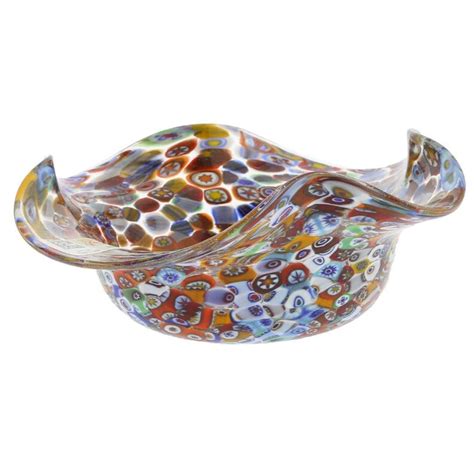 Glassofvenice Murano Glass Millefiori Fazzoletto Bowl Etsy