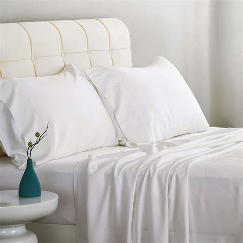 Bedsure Bamboo Bed Sheet Set King Size White 100 Bamboo