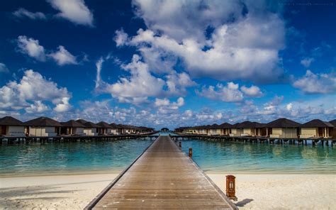 Nature Landscape Beach Maldives Resort Sea Sand Clouds Sky