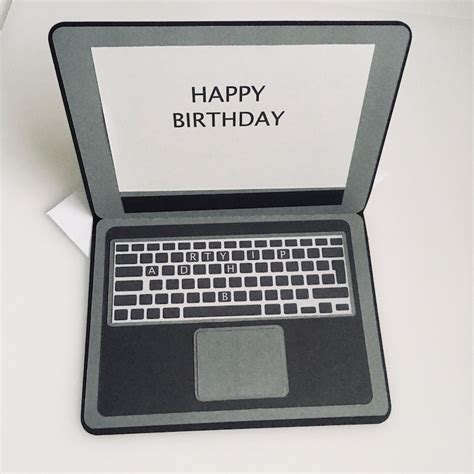Computer Birthday Christmas Card Geeky Birthday Card Laptop Etsy