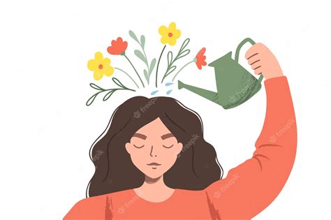 Premium Vector Thinking Positve As A Mindset Woman Watering Plants