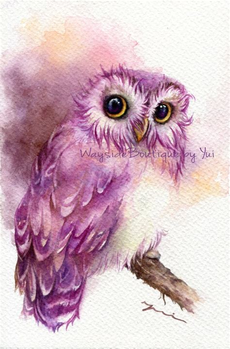 Print Owl Watercolor Painting 75 X 11 Etsy