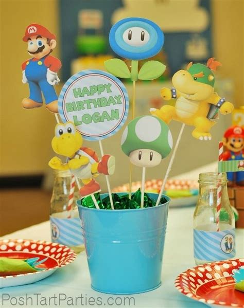 Super Mario Birthday Diy Centerpiece Party Super Mario