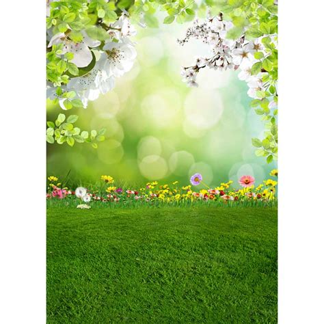 Vinyl Cloth Green Grass Floral Photo Background Newborn Children