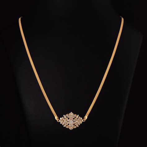 Chimayi Diamond Mugappu Chain Gold Fashion Necklace Gold Chain