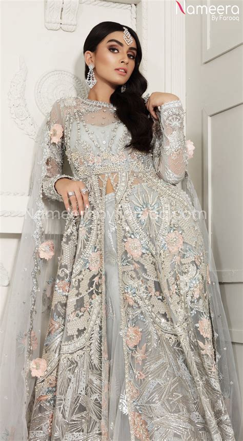 buy pakistani maxi dress for wedding 2021 with embroidery online nameera by farooq