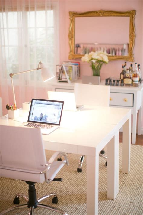 Pink Office With Gilded Mirror Room Decor And Design