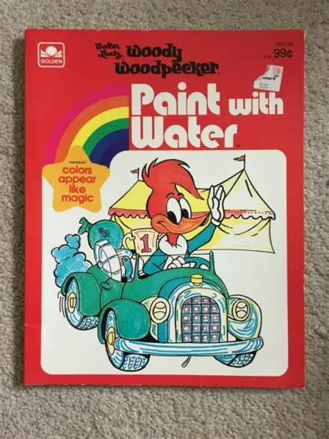 Vtg Golden Woody Woodpecker Paint With Water Coloring Book 1981 Walter