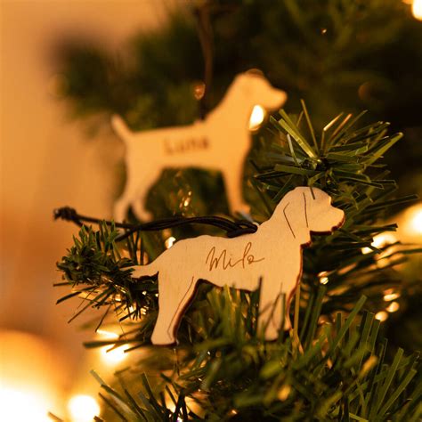 Personalised Wooden Dog Christmas Tree Decoration By Hot Dot Laser