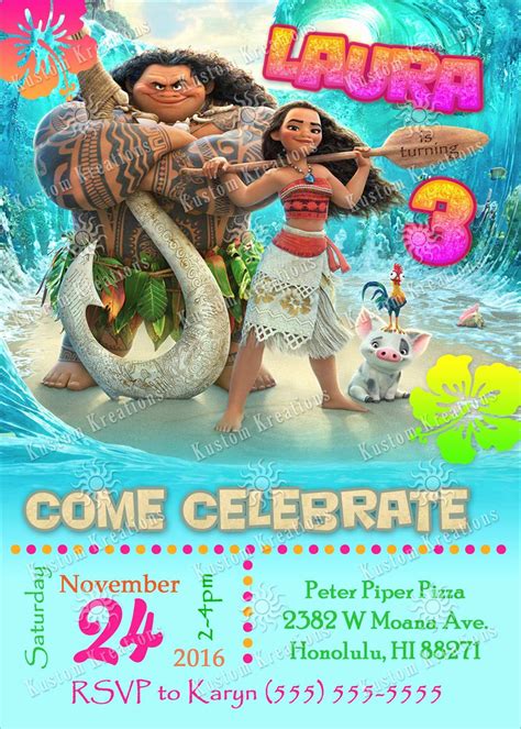 Moana Birthday Invitations Template Free Printable Word Searches