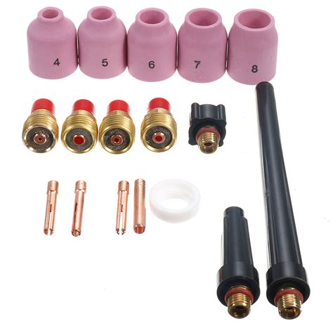 17 PCS TIG Welding Gas Lens Accessory Kit 0 04 1 8 For Torch 9 20 25