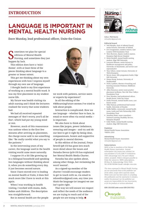 Mental Health Nursing Magazine Junejuly 2018 Back Issue