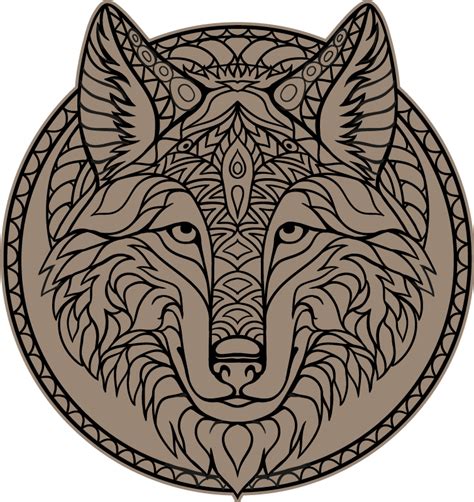 Tribal Wolf Head Animal Mat Tenstickers