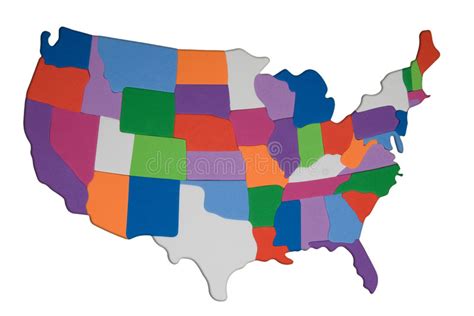 Usa Map Outline With Colored States Photo Illustration Stock