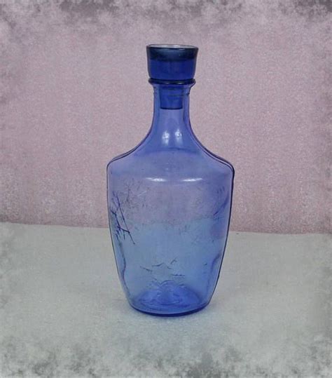 Blue Vintage Soviet Glass Decanter For Water Wine Liquor Etsy Glass Decanter Wine And
