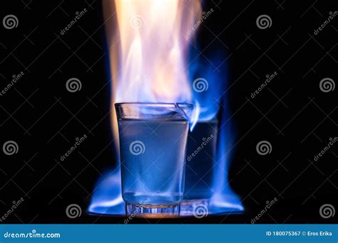 Burning Alcohol On Black Stock Image Image Of Holiday 180075367