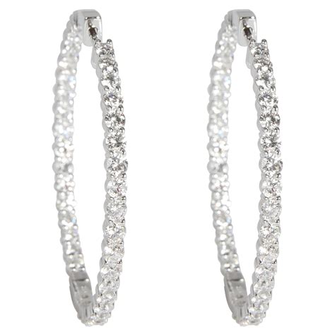 Inside Out Diamond Hoop Earrings In K White Gold Ctw For Sale At