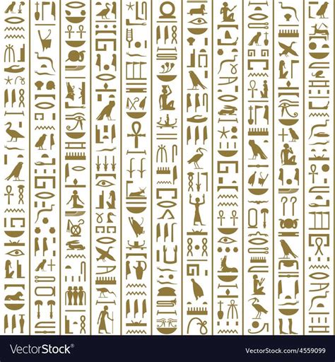 Ancient Egyptian Hieroglyphs Seamless Vector Image On Vectorstock
