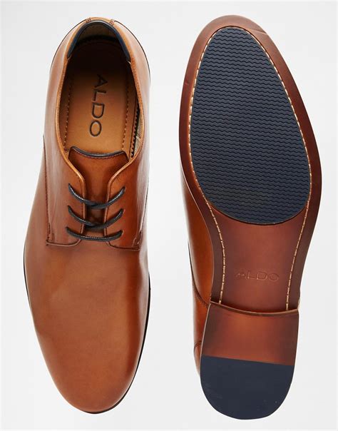 aldo hermosthere leather derby shoes in tan brown for men lyst