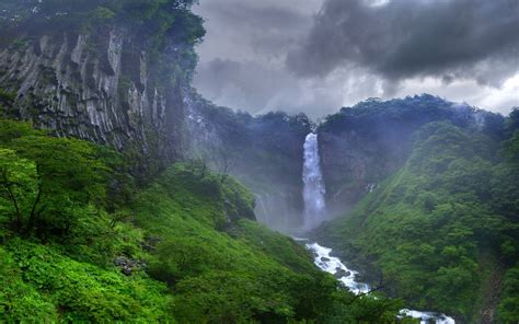 1920x1200 Nature Landscape Waterfall River Forest Clouds Japan Mist
