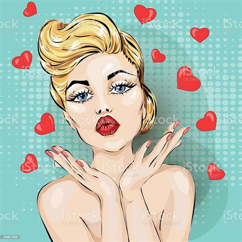 Valentines Day Pinup Sexy Woman Portrait With Heart Stock Vector Art