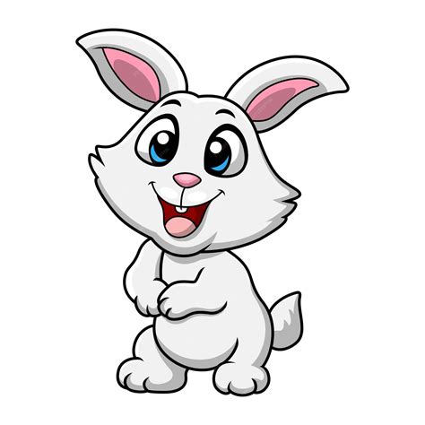 Premium Vector Cute White Rabbit Cartoon Standing
