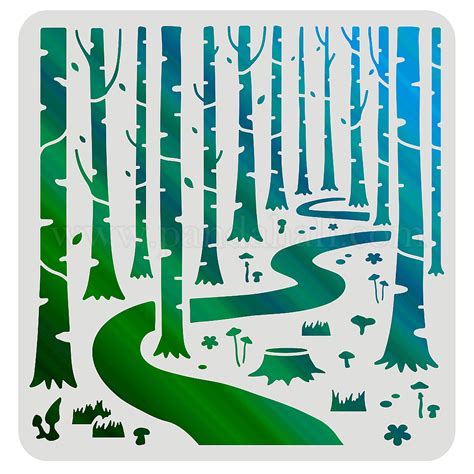 Shop Fingerinspire Woodland Forest Stencils 118x118 Inch Forest Tree