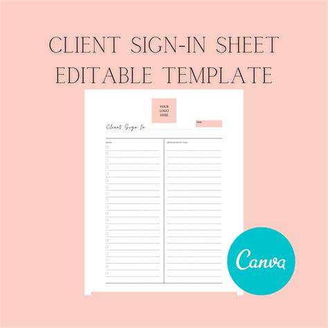Editable Client Sign In Sheet Template For Estheticians Spas Etsy