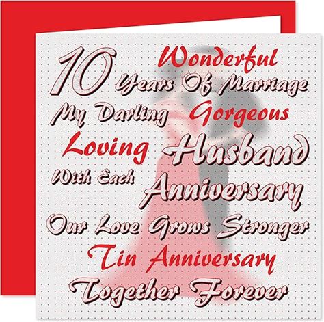 My Husband 10th Wedding Anniversary Card On Our Tin Anniversary I Love You 10 Years
