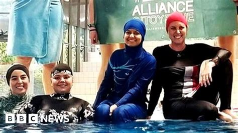 Muslim Women Defy Ban To Swim In Burkinis At French Pool Bbc News