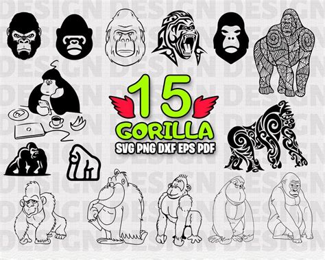 Gorilla Svg Gorillas Svg Gorilla Silhouette Ape Svg Monkey Svg
