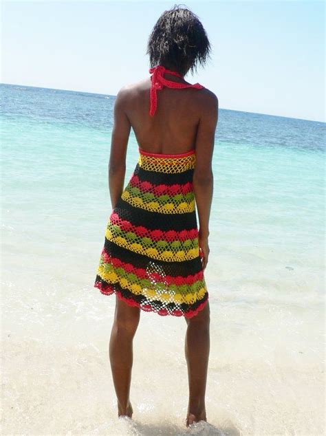 handmade crochet dress 02 jamaican colors etsy crochet dress designer crochet dresses