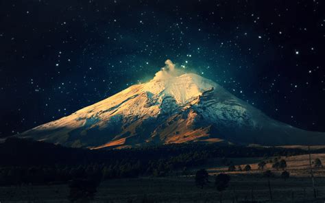 Fondos De Pantalla Montañas Monte Fuji Noche Cielo Estrellas