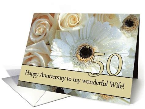 50th Anniversary Wife Pale Pink Roses Card Wedding Anniversary