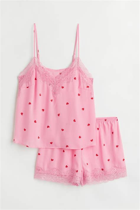 Pajama Camisole Top And Shorts Pinkhearts Ladies Handm Us