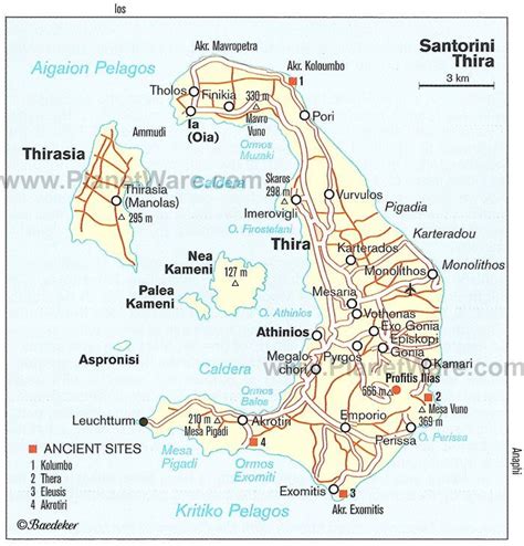 Santorin Greece Tourist Santorini Greece Map
