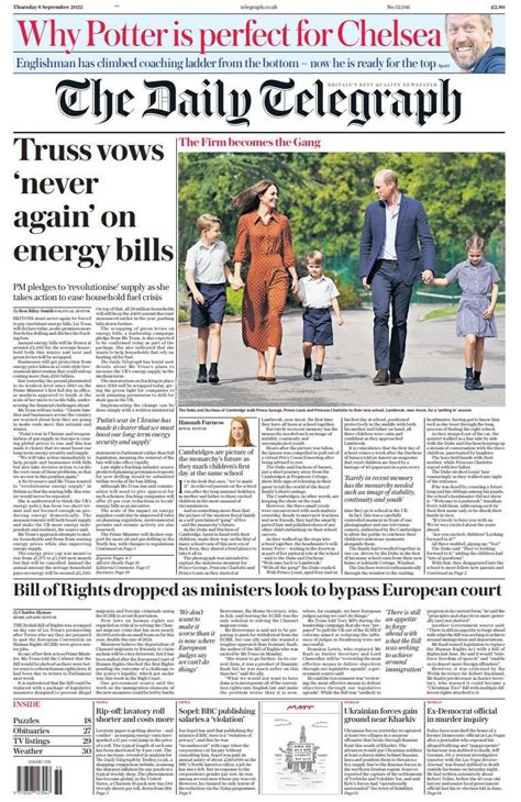 Daily Telegraph Front Page 8th Of September 2022 Tomorrow S Papers Today