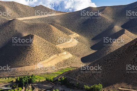 Aerial View Of Ghyakar Village In The Valley Surrounded By Beautifully