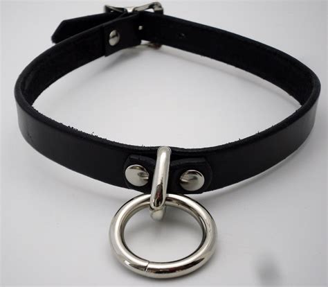 bdsm slave collar black leather customizable size free us etsy