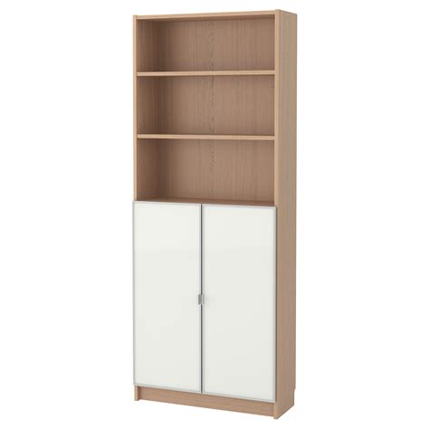 Billymorliden Bookcase With Glass Doors White Stained Oak Veneerglass