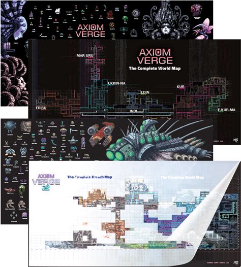 Axiom Verge 1 And 2 Map Poster Set Limited Run Games