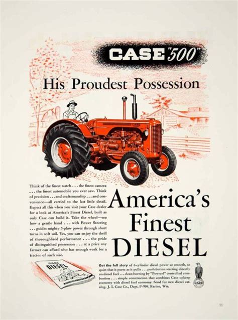 1954 Ad Cases 500 Diesel Tractor Agriculture 5 Plow Machinery Equipment