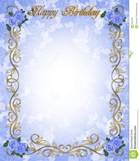 Birthday Invitation Blue Roses 3d Royalty Free Stock