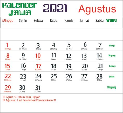 Dalam budaya jawa hari pasaran dan wuku hari ini di gunakan untuk weton kelahiran atau mencari hari baik. 49+ Kalender Jawa 2021 Bulan Juni