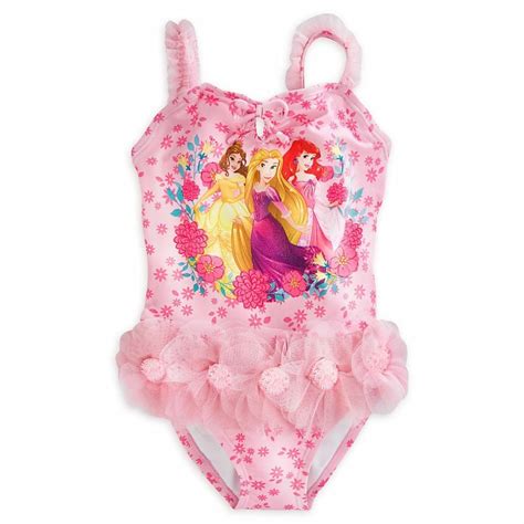 Disney Store Princesses Ariel Rapunzel Belle One Piece Deluxe Swimsuit