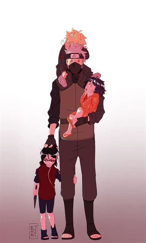 Grandpa Kakashi With Team 7s Children Anime Naruto Sarada Uchiha