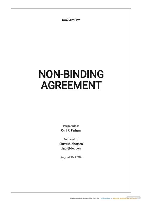 Non Binding Contract Template