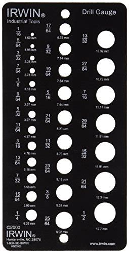 Drill Bit Sizes With Drill Chart